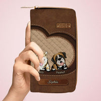 Personalized Dog Wallet 20x11cm - Customizable Dog Breed & Name Design With Heart Design