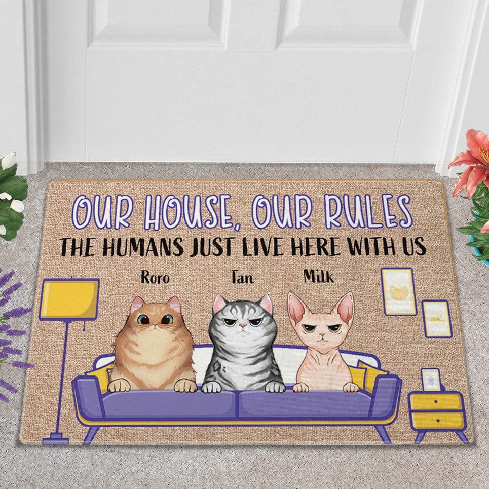 Felpudo de gato personalizado - Nuestra casa, nuestras reglas