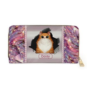 Personalized Cat Wallet 20x11cm - Customizable Cat Breed & Name Design With Luxurious Bling-Stone Back