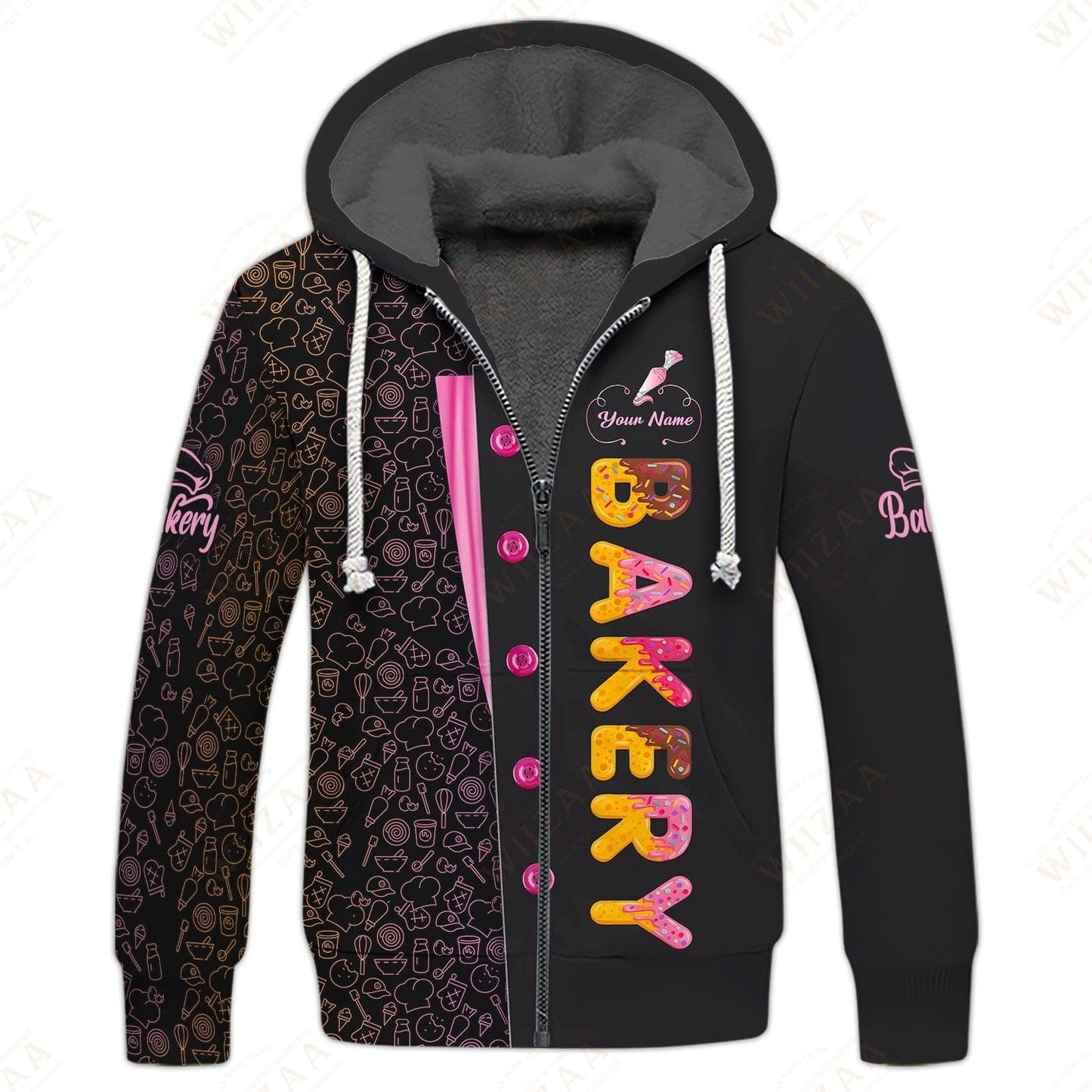 Personalized Baker Shirt - Bright Donut Typography with Dessert Border Detail