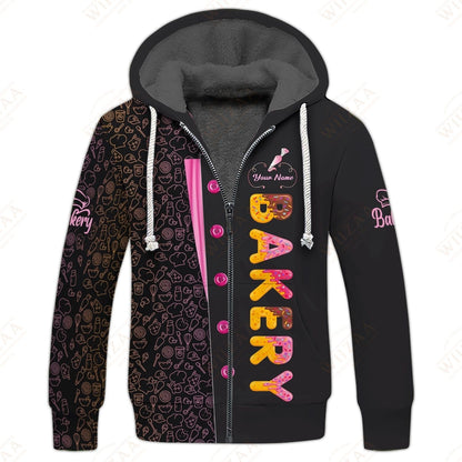 Personalized Baker Shirt - Bright Donut Typography with Dessert Border Detail