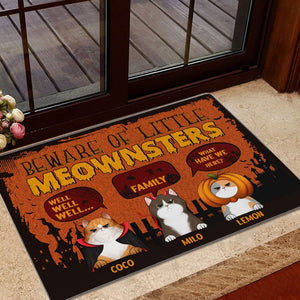 Personalized Cat Halloween Doormat - Beware Of Little Meownsters