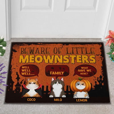 Personalized Cat Halloween Doormat - Beware Of Little Meownsters