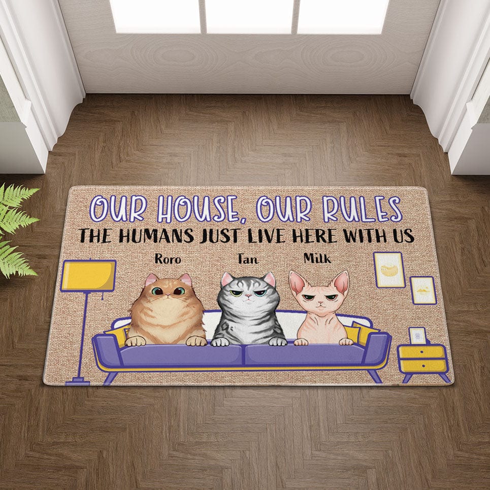 Felpudo de gato personalizado - Nuestra casa, nuestras reglas