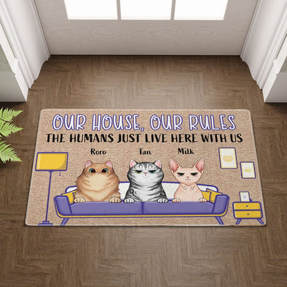 Felpudo de gato personalizado - Nuestra casa, nuestras reglas