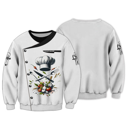 Personalized Chef Shirt - Classic Culinary Tools & Fresh Herbs Ensemble, All Over Printed