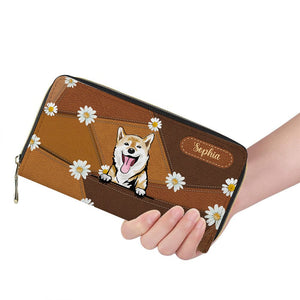 Cartera para perro personalizada de 20 x 11 cm: diseño personalizable con nombre y raza de perro, estampado de crisantemo ruiseñor