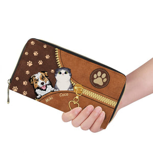 Personalized Cat Wallet 20x11cm,Personalized Dog Wallet 20x11cm - Customizable Cat, Dog Breed & Name Design With Zipper Design