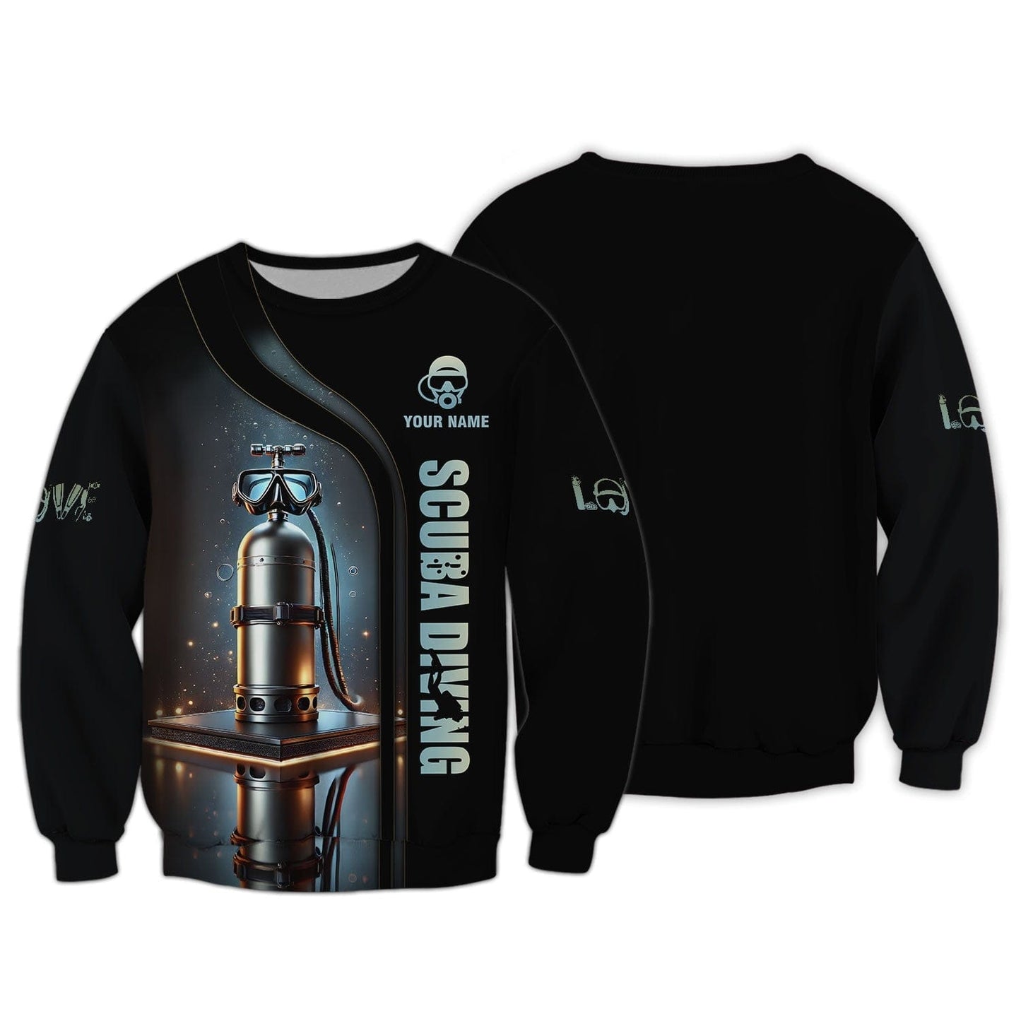 3D Full Print Scuba Mark With Dive Tank T-Shirts Personalized Name, All Over Printed
