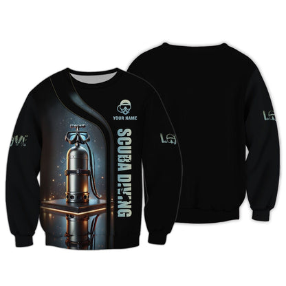 3D Full Print Scuba Mark With Dive Tank T-Shirts Personalized Name, All Over Printed