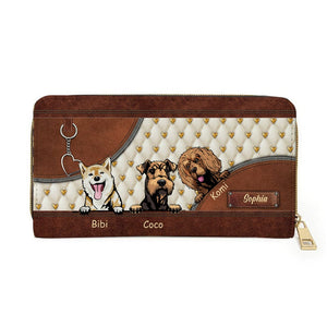 Cartera para perro personalizada de 20 x 11 cm: diseño personalizado de raza y nombre de perro, piel sintética con estampado de corazones