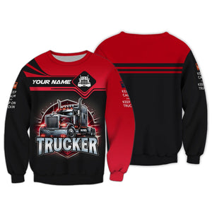 Keep Calm And Keep On Trucking Personalized Name 3D Shirt Gift For Trucker Lovers, All Over Printed