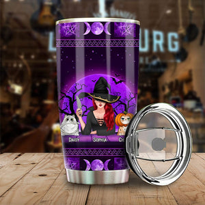 Personalized Cat Halloween Tumbler - Witches By Nature Bitches By Choice