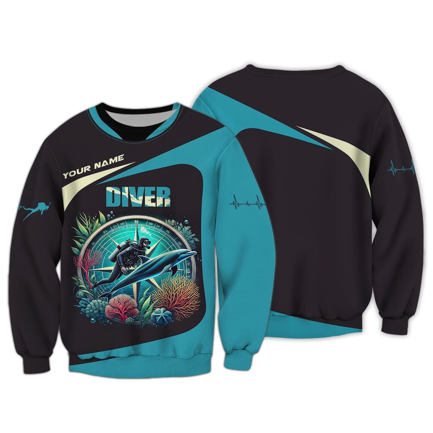 3D Full Print Scuba Diving T-Shirts Personalized Name Gift For Diver Lovers