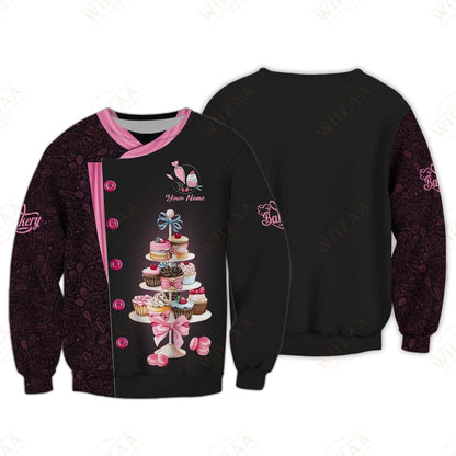Personalized Baker Shirt - Cupcake and Confectionery Stack Illustration