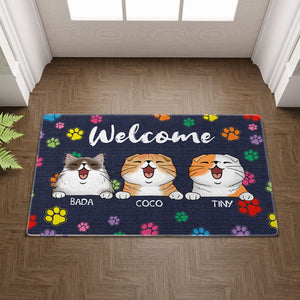 Personalized Cat Doormat - Welcome To My Home With My Cats