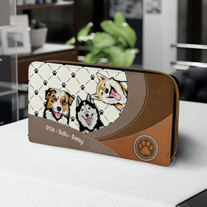 Personalized Dog Wallet 20x11cm, Personalized Cat Wallet 20x11cm - Designed With a Pet Paw Pattern on an Elegant Leather-Like Background