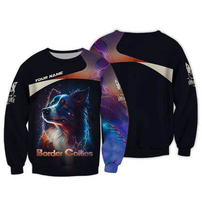 Border Collie With Galaxy Color Custom T-Shirts Border Collie 3D Shirt Gift For Dog Lover, All Over Printed