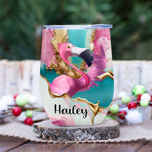 Personalized Flamingo Wine Tumbler - Please Take A Number I'll Pick You Off Shortly