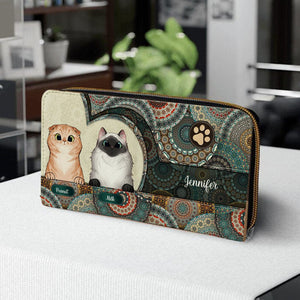 Personalized Cat Wallet 20x11cm - Customizable Cat Breed & Name Design, Featuring A Traditional Ethnic Background