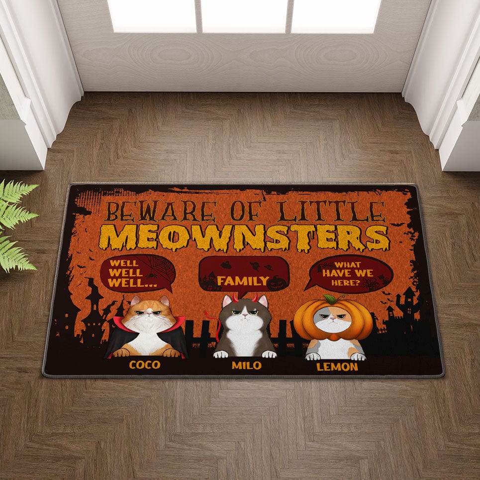 Personalized Cat Halloween Doormat - Beware Of Little Meownsters