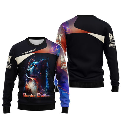 Border Collie With Galaxy Color Custom T-Shirts Border Collie 3D Shirt Gift For Dog Lover, All Over Printed