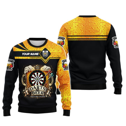 Darts And Beer That's Why I'm Here Shirt Personalized Name 3D Shirt For Beer Darts Club Lovers, All Over Printed