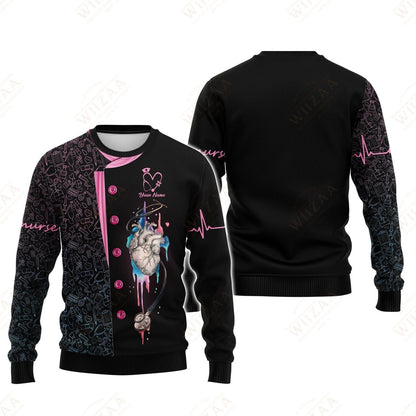 Camiseta de enfermera personalizada: ilustración de línea de ECG y corazón anatómico