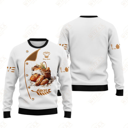 Personalized Baker Shirt - Oven-Warm Bread & Shimmering Wheat Pattern