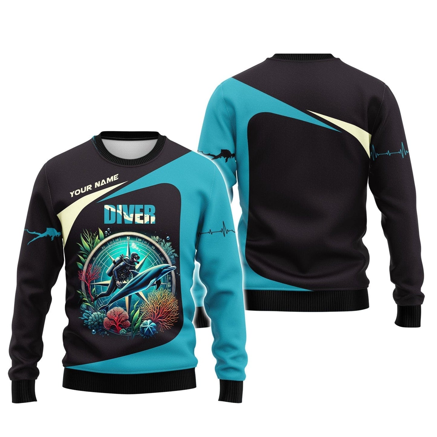 3D Full Print Scuba Diving T-Shirts Personalized Name Gift For Diver Lovers