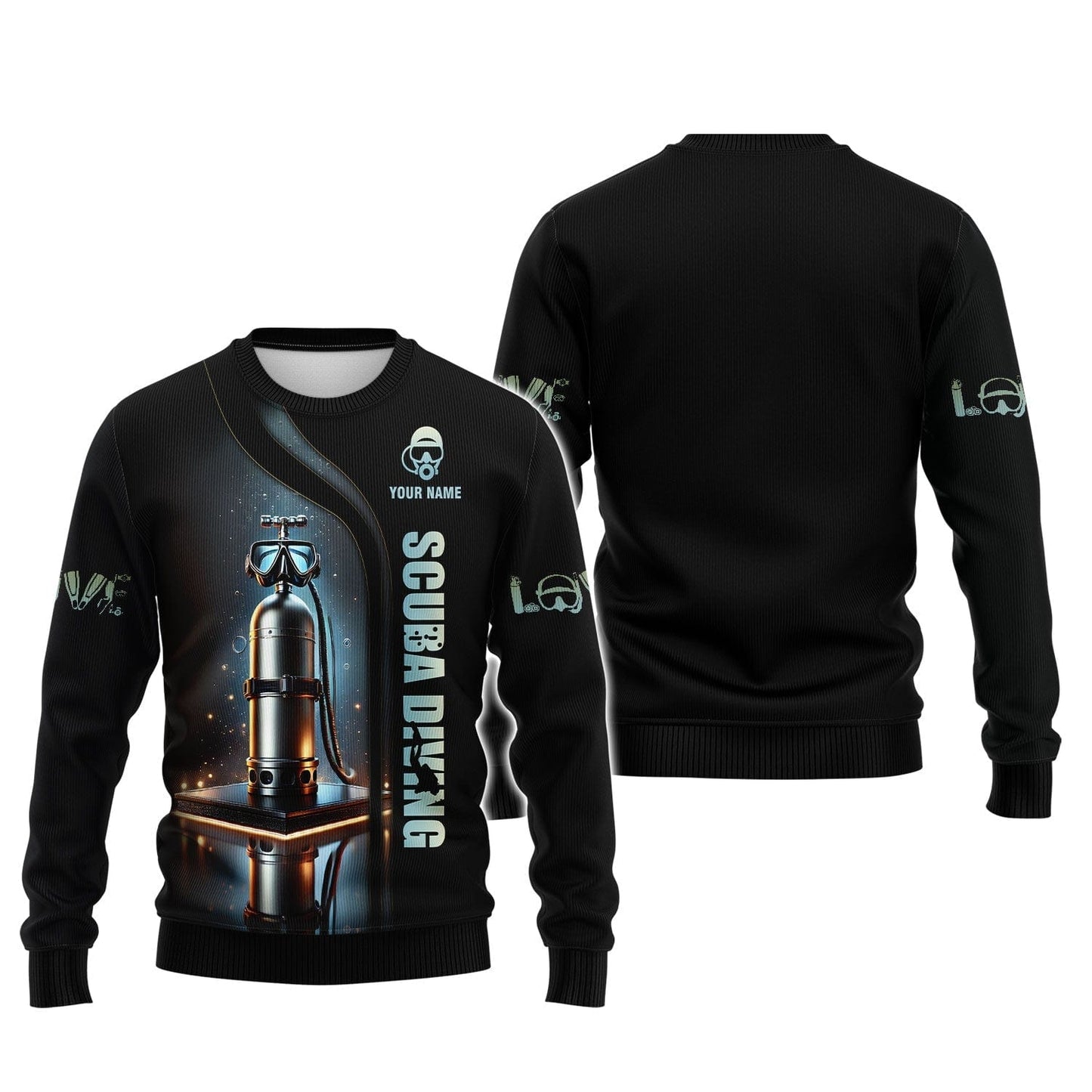 3D Full Print Scuba Mark With Dive Tank T-Shirts Personalized Name, All Over Printed