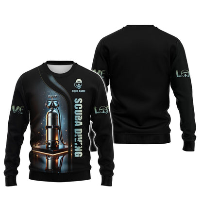 3D Full Print Scuba Mark With Dive Tank T-Shirts Personalized Name, All Over Printed