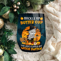 Personalized Cat Wine Halloween Tumbler - Buckle Up Butter Cup, You Just Flipped My Witch Switch