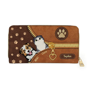 Personalized Cat Wallet 20x11cm,Personalized Dog Wallet 20x11cm - Customizable Cat, Dog Breed & Name Design With Zipper Design