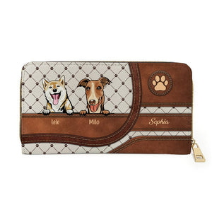 Cartera para perro personalizada de 20 x 11 cm: diseño personalizado de raza y nombre de perro, piel sintética con patrón cuadrado