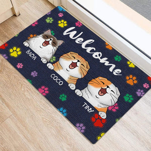 Personalized Cat Doormat - Welcome To My Home With My Cats