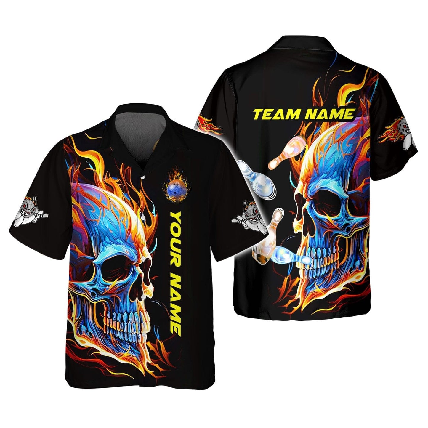 Personalized Bowling Team Shirt - Fire Up Your Game, All Over Printed