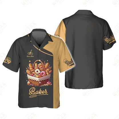 Personalized Baker Shirt - Artisan Pastry Collection with Golden Highlights