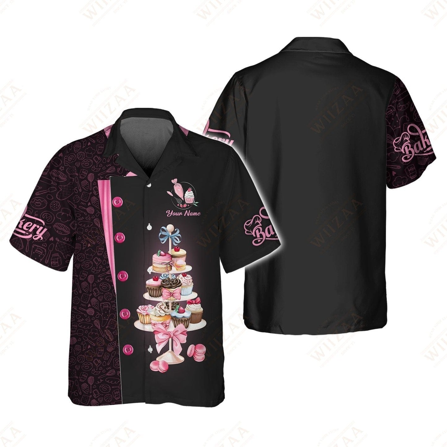 Personalized Baker Shirt - Cupcake and Confectionery Stack Illustration
