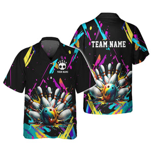 Personalized Bowling Team Shirt - Splash into Strikes, All Over Printed