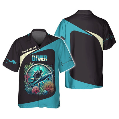 3D Full Print Scuba Diving T-Shirts Personalized Name Gift For Diver Lovers