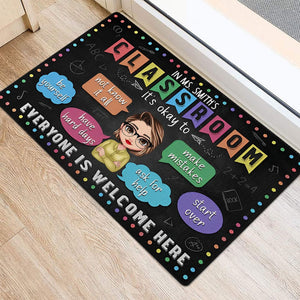 Personalized Teacher Doormat - In Ms.Teacher's Classroom , It's Okay To Everyone Is Welcome Here