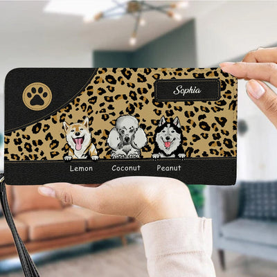 Personalized Dog Wallet 20x11cm - Custom Dogs Breed & Name Design,Faux Leather Pattern