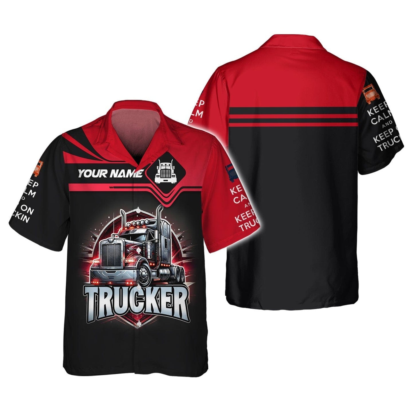 Keep Calm And Keep On Trucking Personalized Name 3D Shirt Gift For Trucker Lovers, All Over Printed