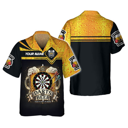 Darts And Beer That's Why I'm Here Shirt Personalized Name 3D Shirt For Beer Darts Club Lovers, All Over Printed