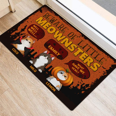 Personalized Cat Halloween Doormat - Beware Of Little Meownsters