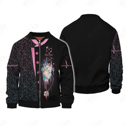 Camiseta de enfermera personalizada: ilustración de línea de ECG y corazón anatómico