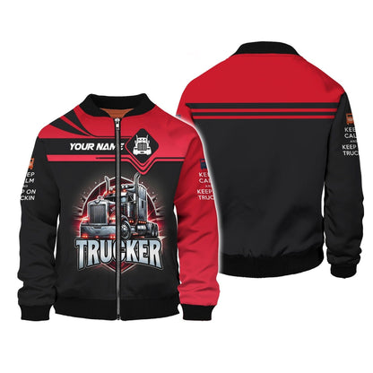 Keep Calm And Keep On Trucking Personalized Name 3D Shirt Gift For Trucker Lovers, All Over Printed