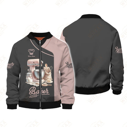 Personalized Baker Shirt - Traditional Mixer & Tools with Delicate Pastry Sleeve Accents