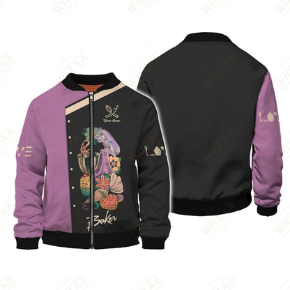 Personalized Baker Shirt - Bold Mixer & Pastry Graphics on Mauve Background